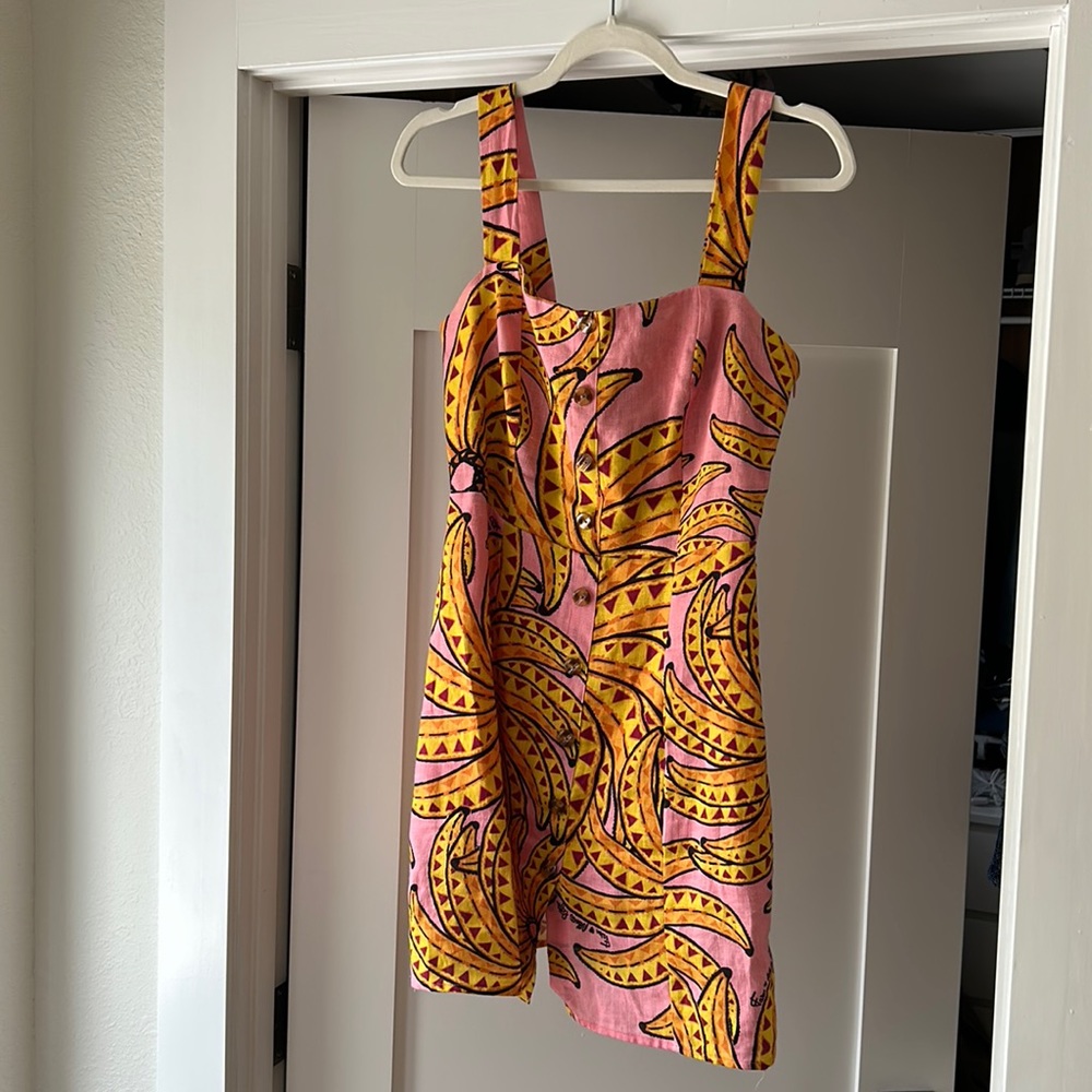 farm rio black spring bananas print mini dress Banana So enjoy exclusive access square toe Geneva 3 Drawer Dresser Color:Peach Coral